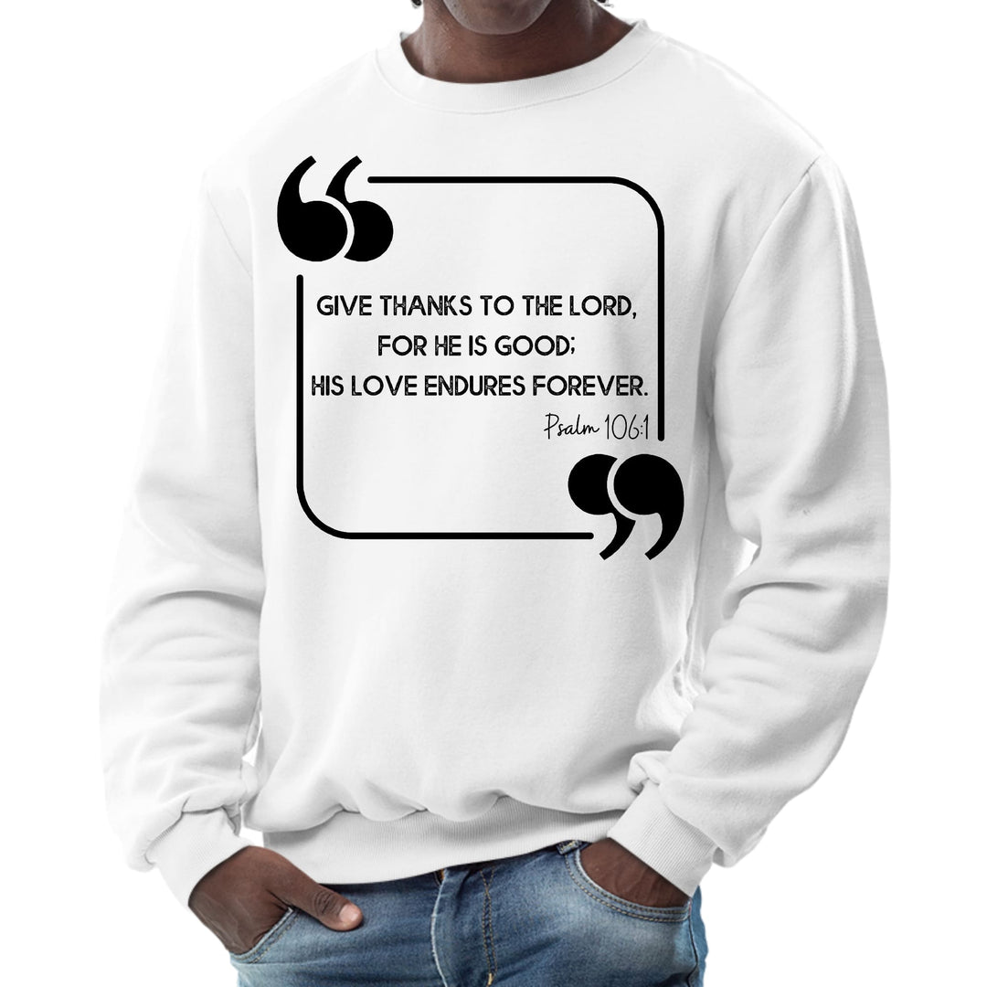 Mens Graphic Sweatshirt Give Thanks to the Lord Black Illustration - Mens