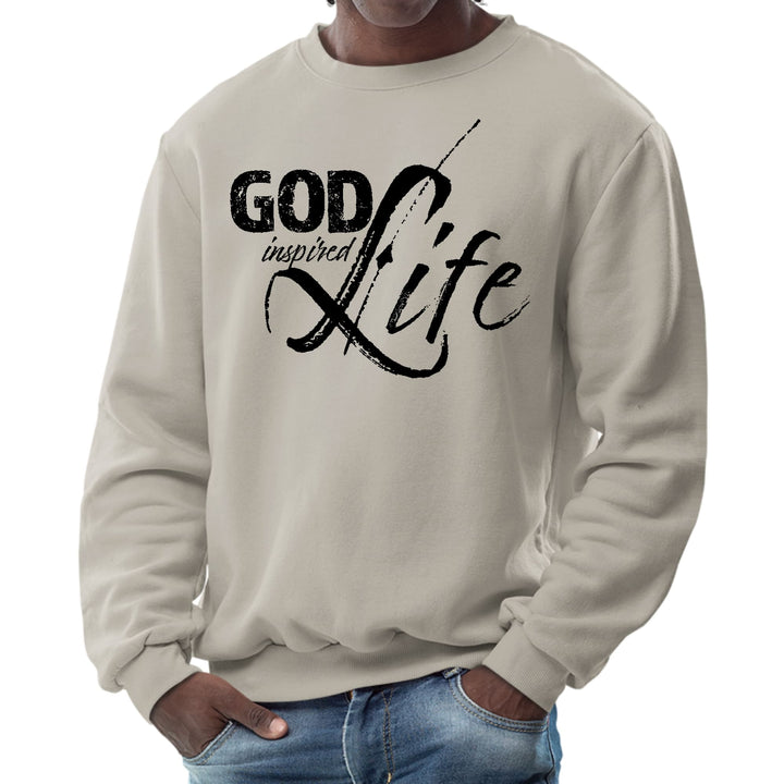 Mens Graphic Sweatshirt God Inspired Life Black Illustration - Mens