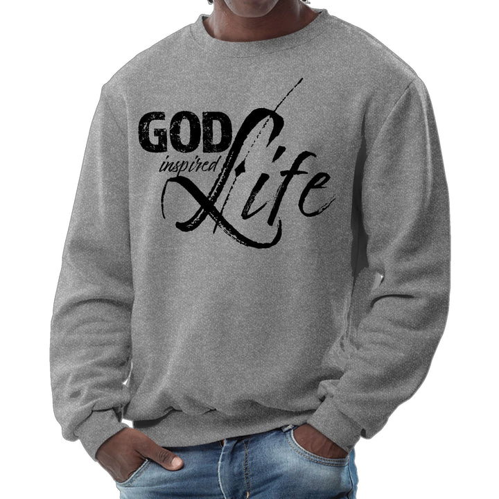 Mens Graphic Sweatshirt God Inspired Life Black Illustration - Mens