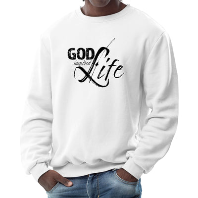 Mens Graphic Sweatshirt God Inspired Life Black Illustration - Sweatshirts