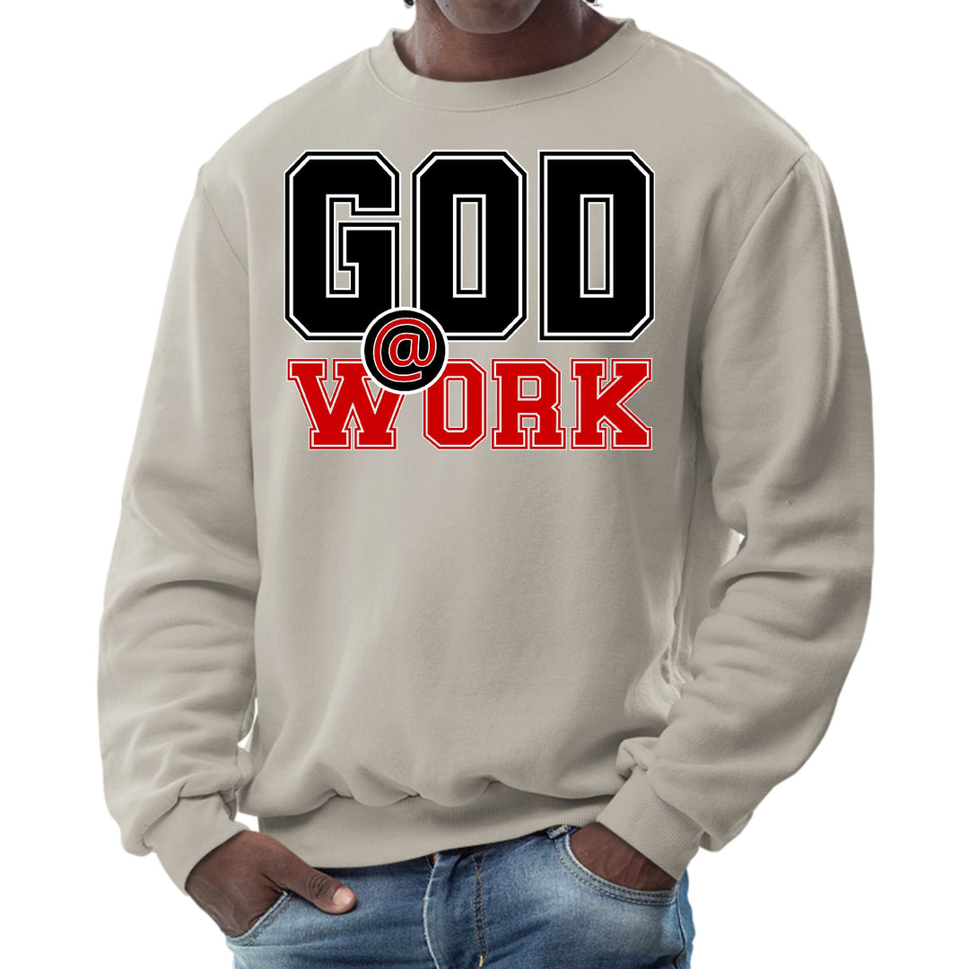 Mens Graphic Sweatshirt God @ Work Black and Red Print - Mens | Sweatshirts