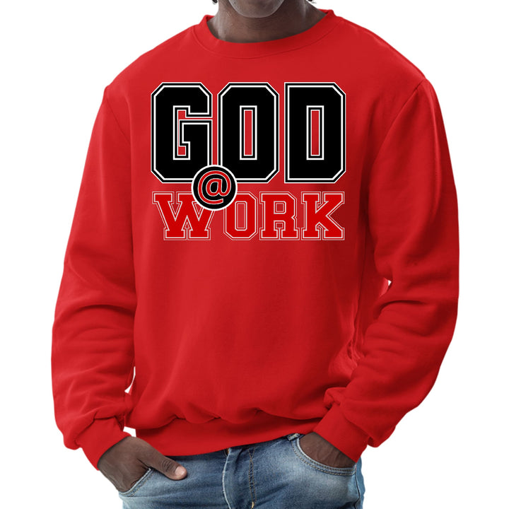 Mens Graphic Sweatshirt God @ Work Black and Red Print - Mens | Sweatshirts