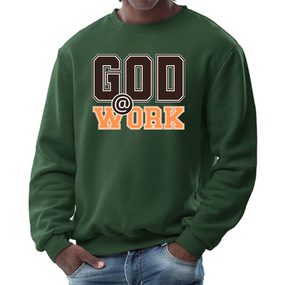 Mens Graphic Sweatshirt God @ Work Brown And Orange Print - Mens | Sweatshirts