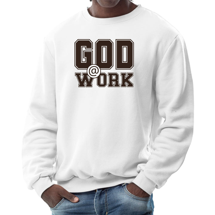 Mens Graphic Sweatshirt God @ Work Brown and White Print - Mens | Sweatshirts