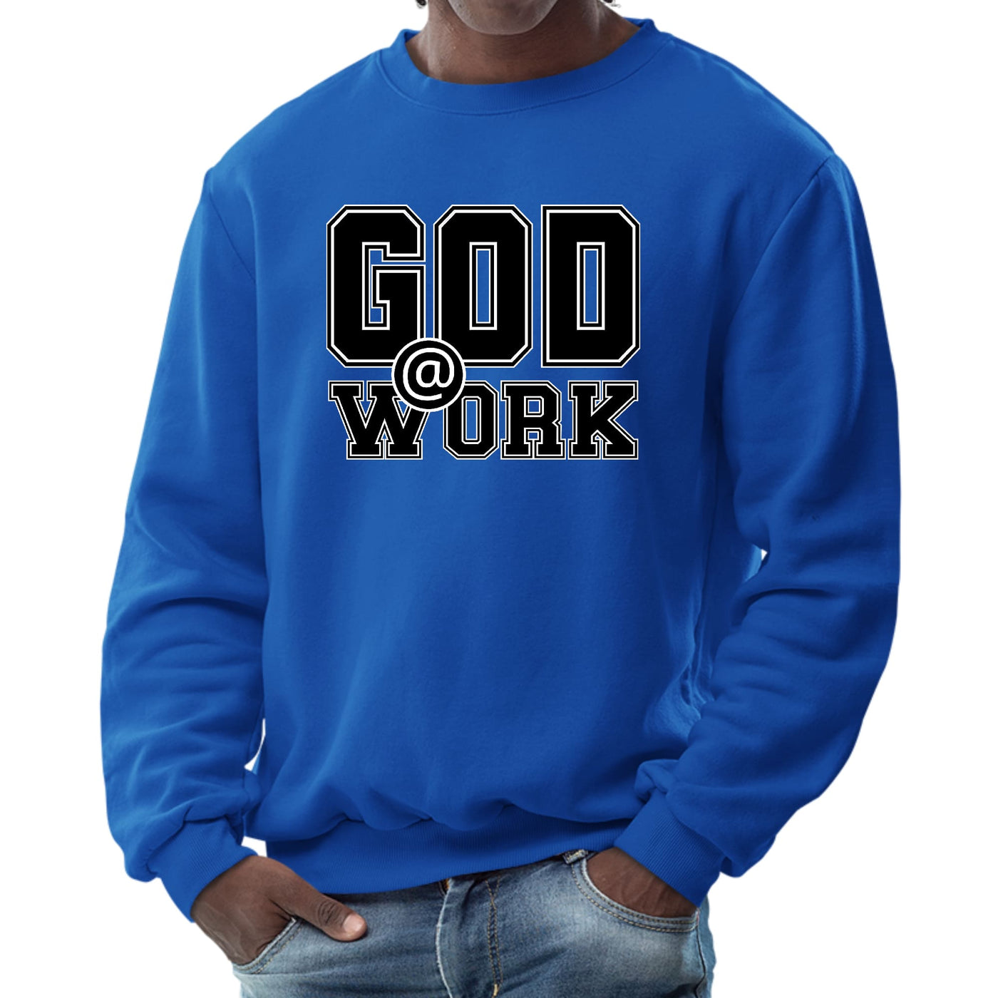 Mens Graphic Sweatshirt God @ Work Print - Mens | Sweatshirts