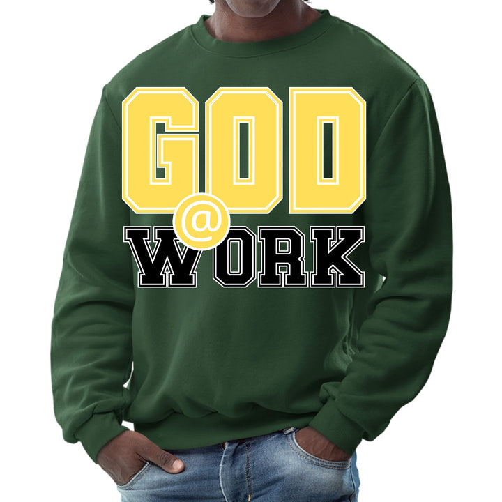 Mens Graphic Sweatshirt God @ Work Yellow And Black Print - Mens | Sweatshirts