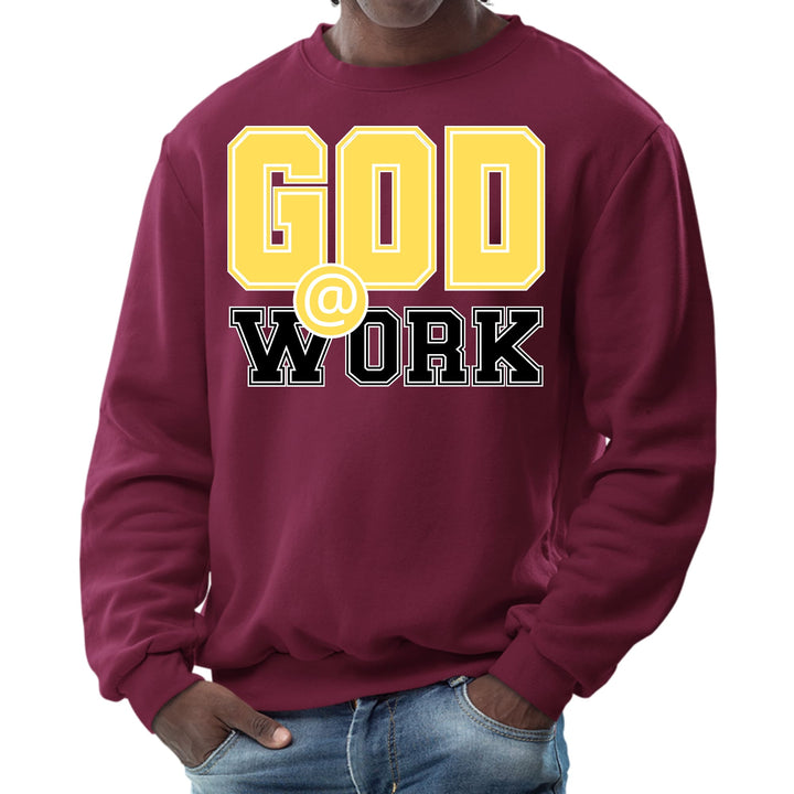 Mens Graphic Sweatshirt God @ Work Yellow and Black Print - Mens | Sweatshirts