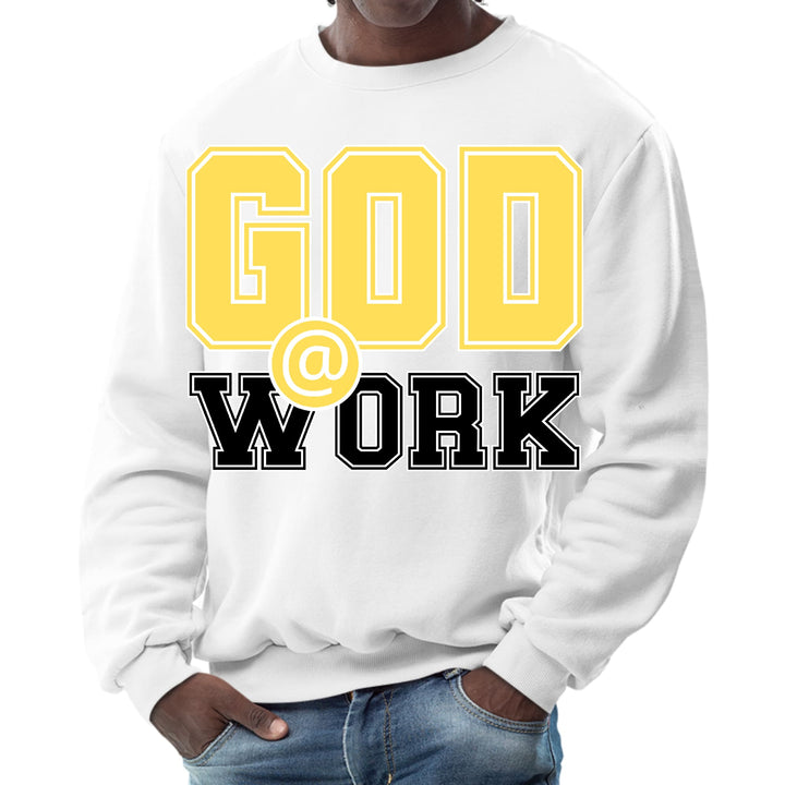 Mens Graphic Sweatshirt God @ Work Yellow And Black Print - Mens | Sweatshirts