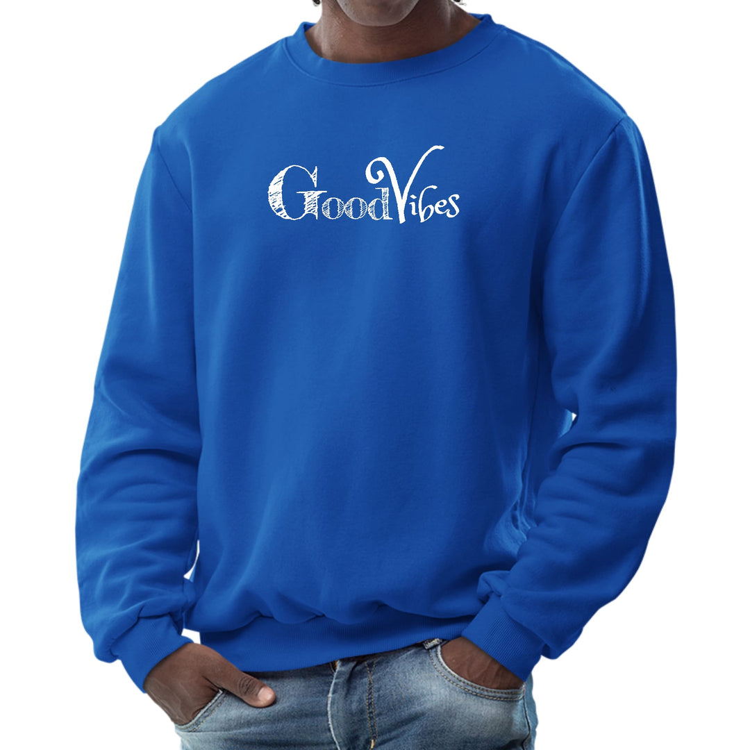 Mens Graphic Sweatshirt Good Vibes White Print - Mens | Sweatshirts