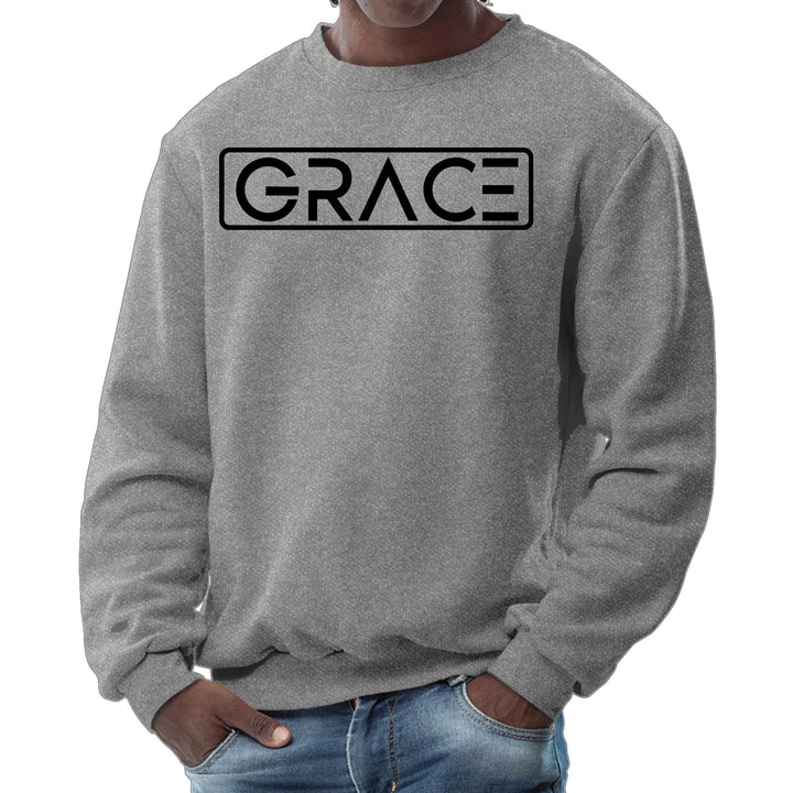 Mens Graphic Sweatshirt Grace Christian Black Illustration - Mens | Sweatshirts