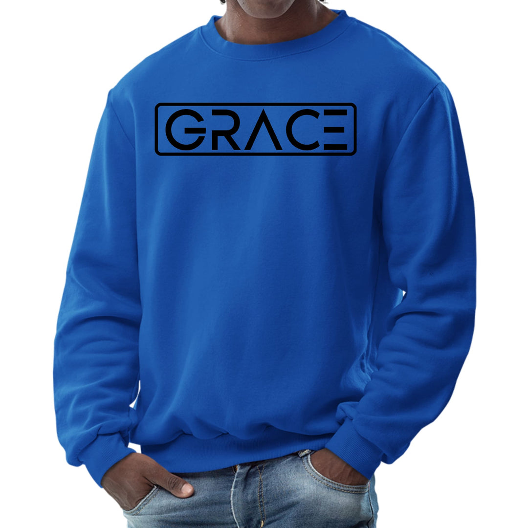 Mens Graphic Sweatshirt Grace Christian Black Illustration - Mens | Sweatshirts