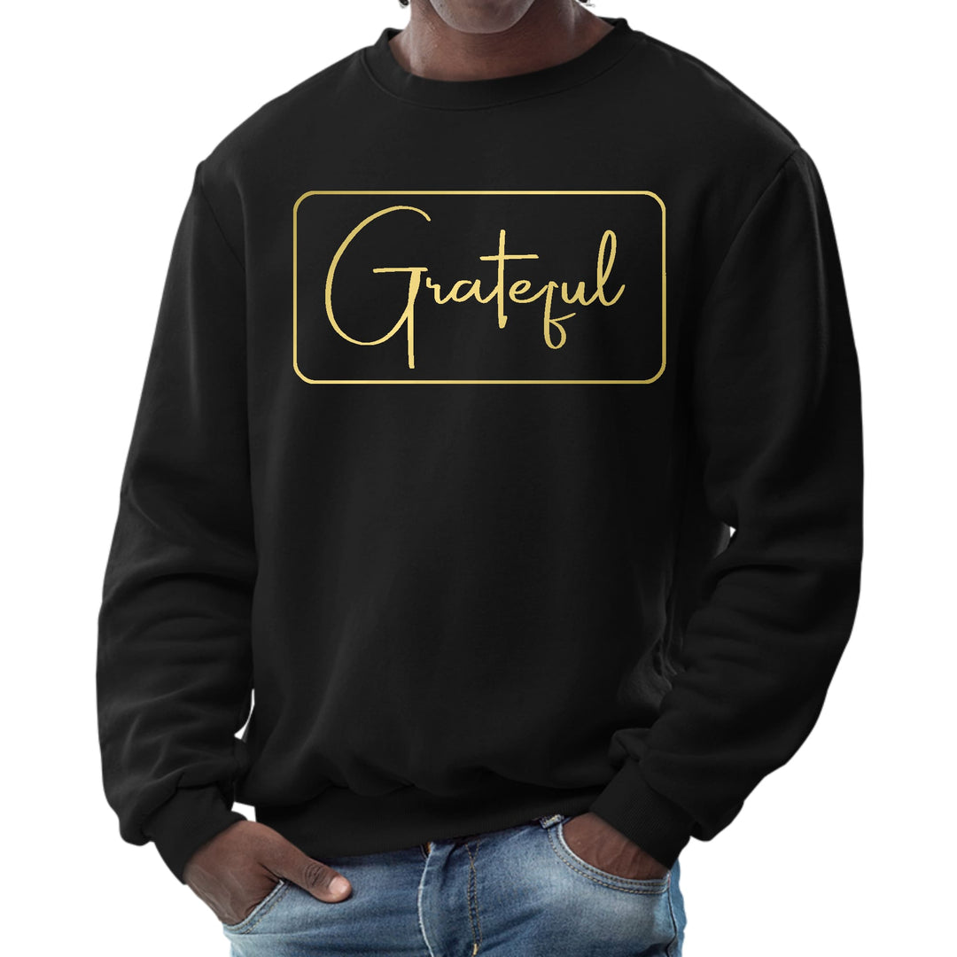 Mens Graphic Sweatshirt Grateful Metallic Gold Illustration - Mens | Sweatshirts