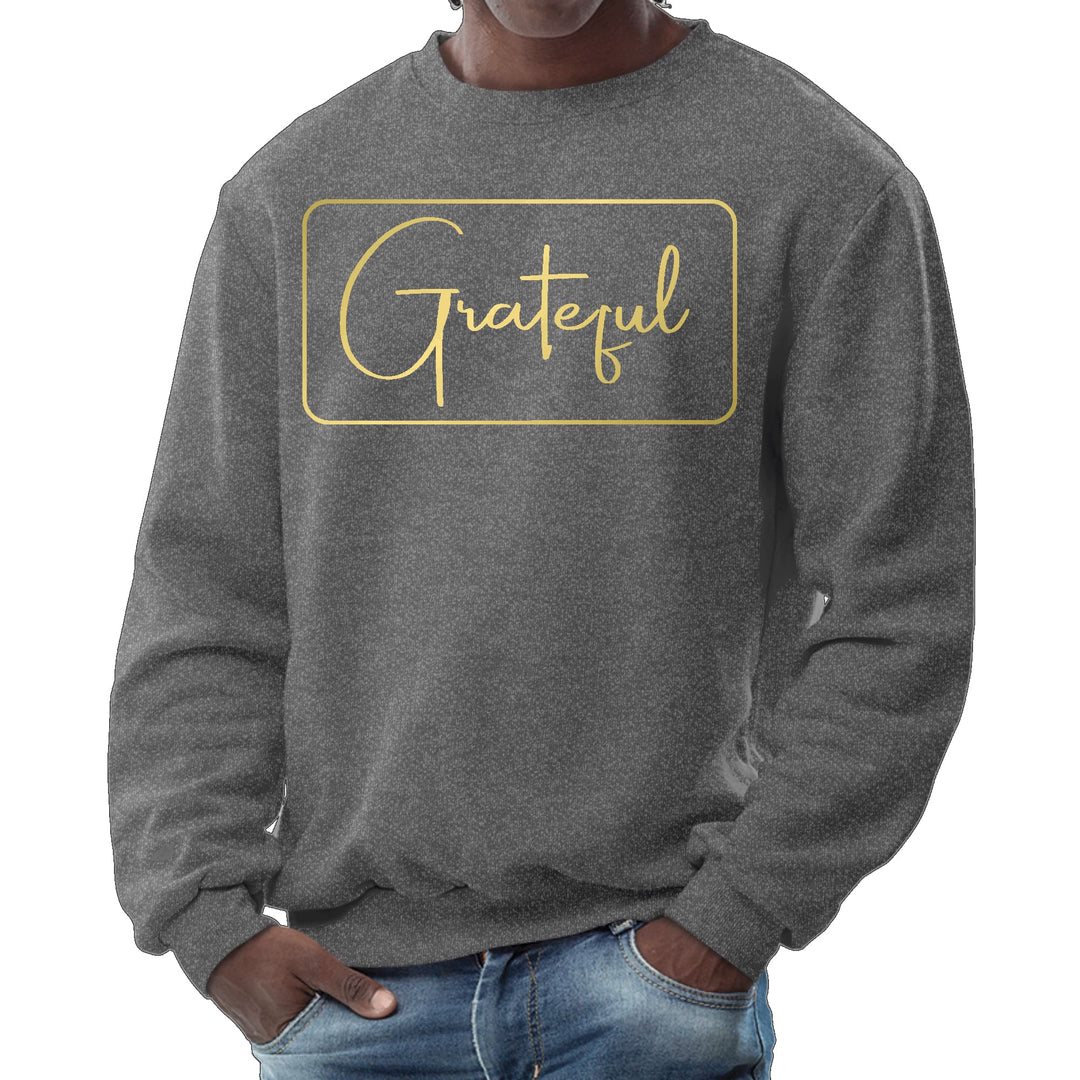 Mens Graphic Sweatshirt Grateful Metallic Gold Illustration - Mens | Sweatshirts