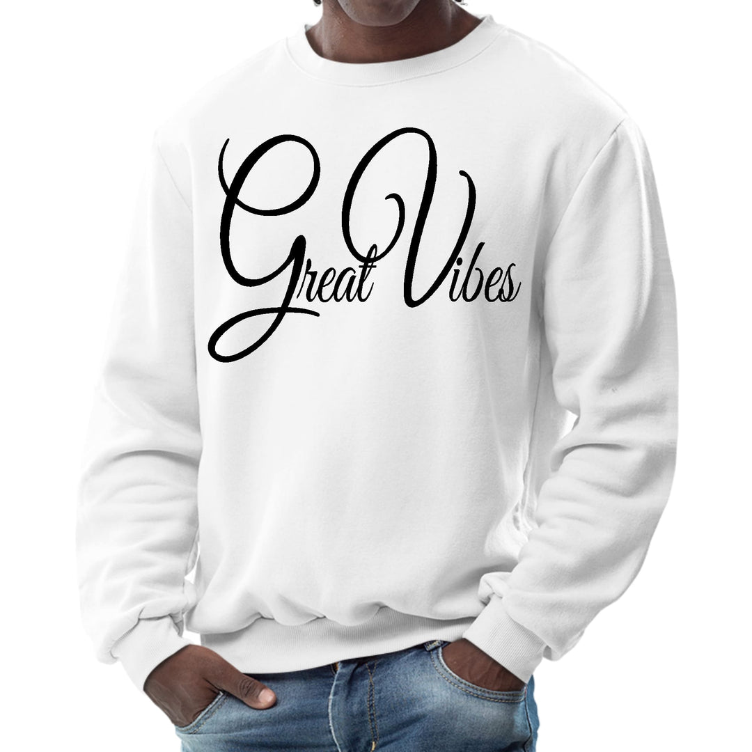 Mens Graphic Sweatshirt Great Vibes Black Illustration - Mens | Sweatshirts