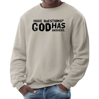 Mens Graphic Sweatshirt Have Questions God Has Answers Black - Mens
