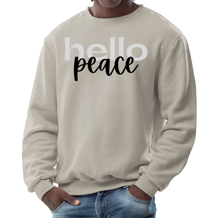 Mens Graphic Sweatshirt Hello Peace Motivational Peaceful Aspiration - Mens