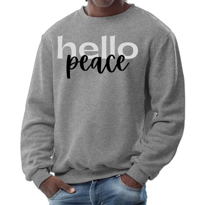 Mens Graphic Sweatshirt Hello Peace Motivational Peaceful Aspiration - Mens