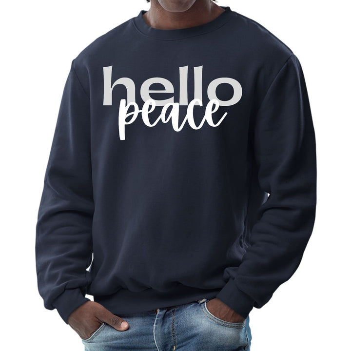 Mens Graphic Sweatshirt Hello Peace Motivational Peaceful Aspiration - Mens