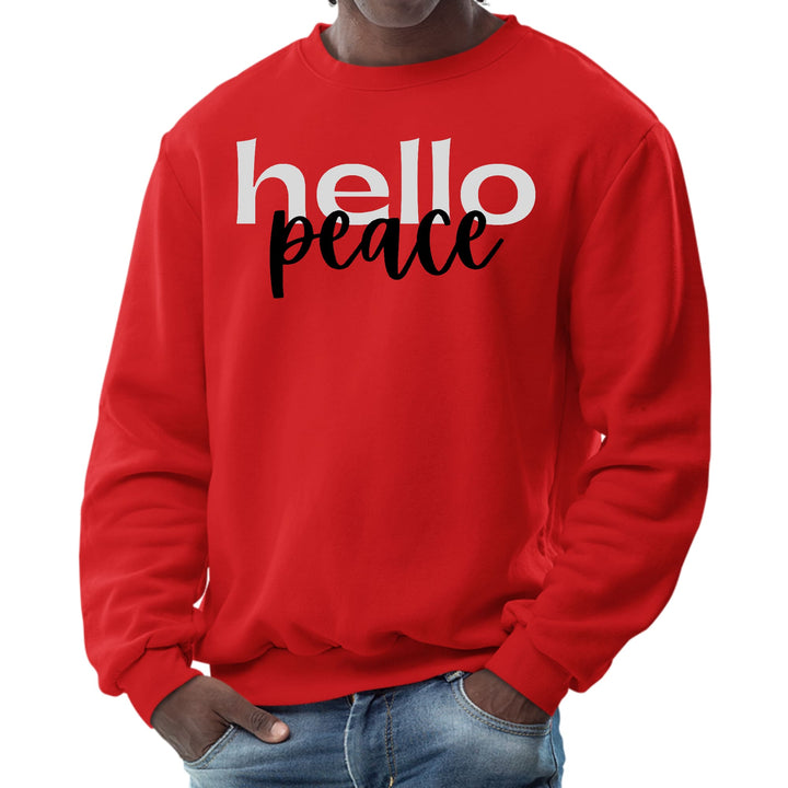 Mens Graphic Sweatshirt Hello Peace Motivational Peaceful Aspiration - Mens