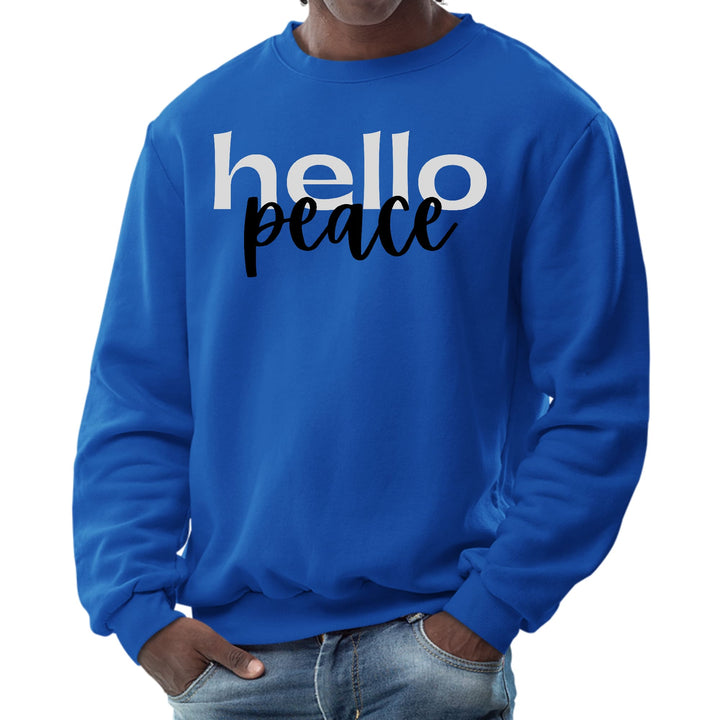 Mens Graphic Sweatshirt Hello Peace Motivational Peaceful Aspiration - Mens