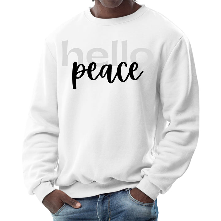 Mens Graphic Sweatshirt Hello Peace Motivational Peaceful Aspiration - Mens