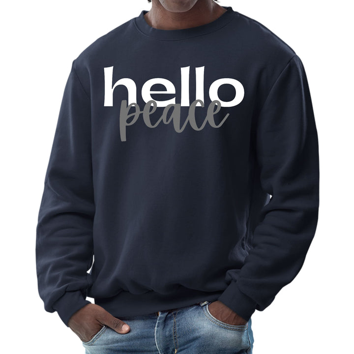 Mens Graphic Sweatshirt Hello Peace White and Gray - Mens | Sweatshirts