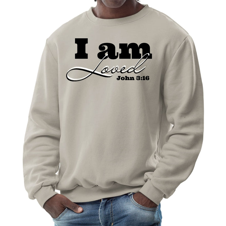 Mens Graphic Sweatshirt i am Loved - John 3:16 Black Illustration - Mens