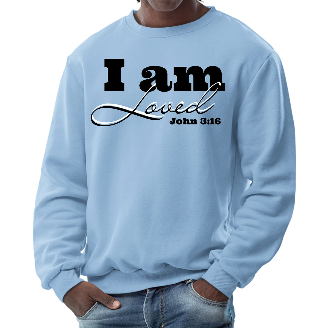 Mens Graphic Sweatshirt i am Loved - John 3:16 Black Illustration - Mens