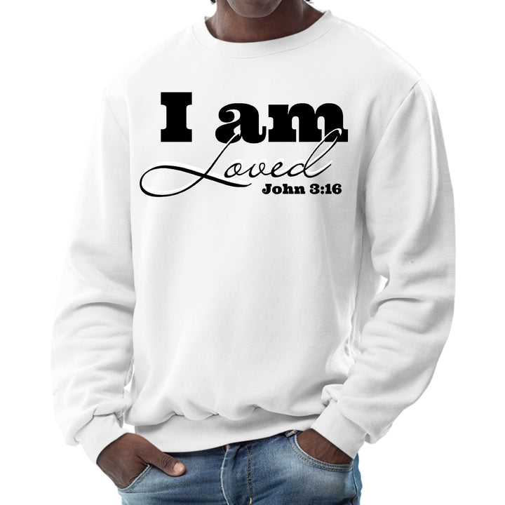 Mens Graphic Sweatshirt i am Loved - John 3:16 Black Illustration - Mens