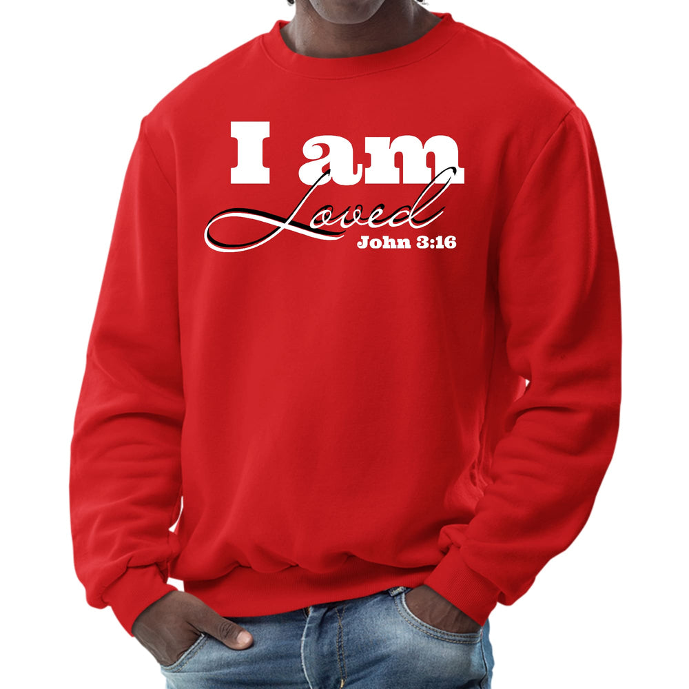 Mens Graphic Sweatshirt i am Loved - John 3:16 Illustration - Mens | Sweatshirts