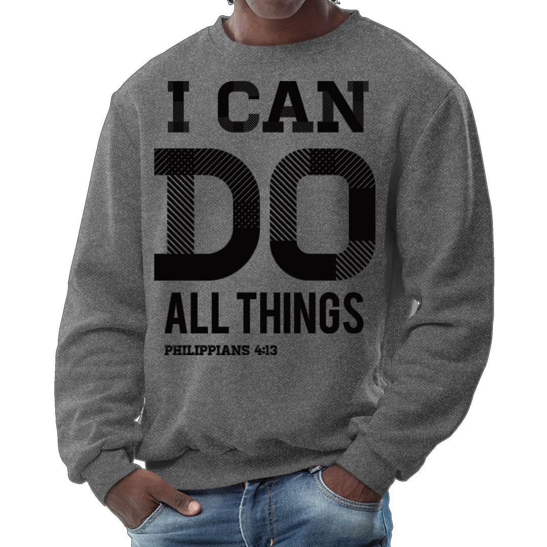 Mens Graphic Sweatshirt - i can do All Things Philippians 4:13 Black - Mens