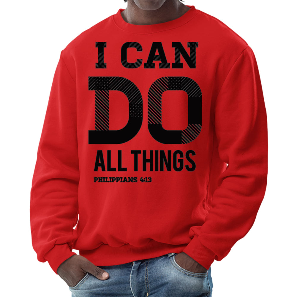 Mens Graphic Sweatshirt i can do All Things Philippians 4:13 Black - Mens