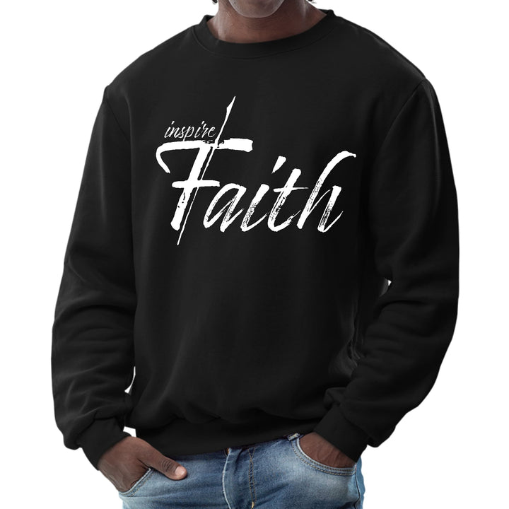 Mens Graphic Sweatshirt - Inspire Faith White Print - Mens | Sweatshirts