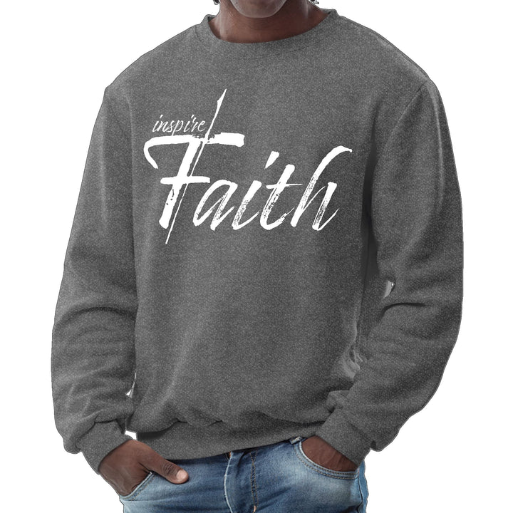 Mens Graphic Sweatshirt - Inspire Faith White Print - Mens | Sweatshirts