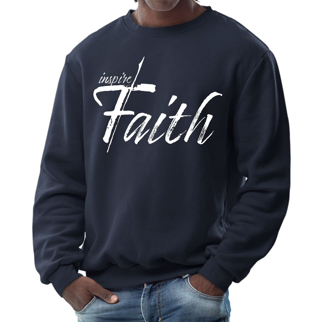 Mens Graphic Sweatshirt - Inspire Faith White Print - Mens | Sweatshirts