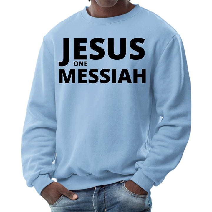 Mens Graphic Sweatshirt Jesus one Messiah Black Illustration - Mens