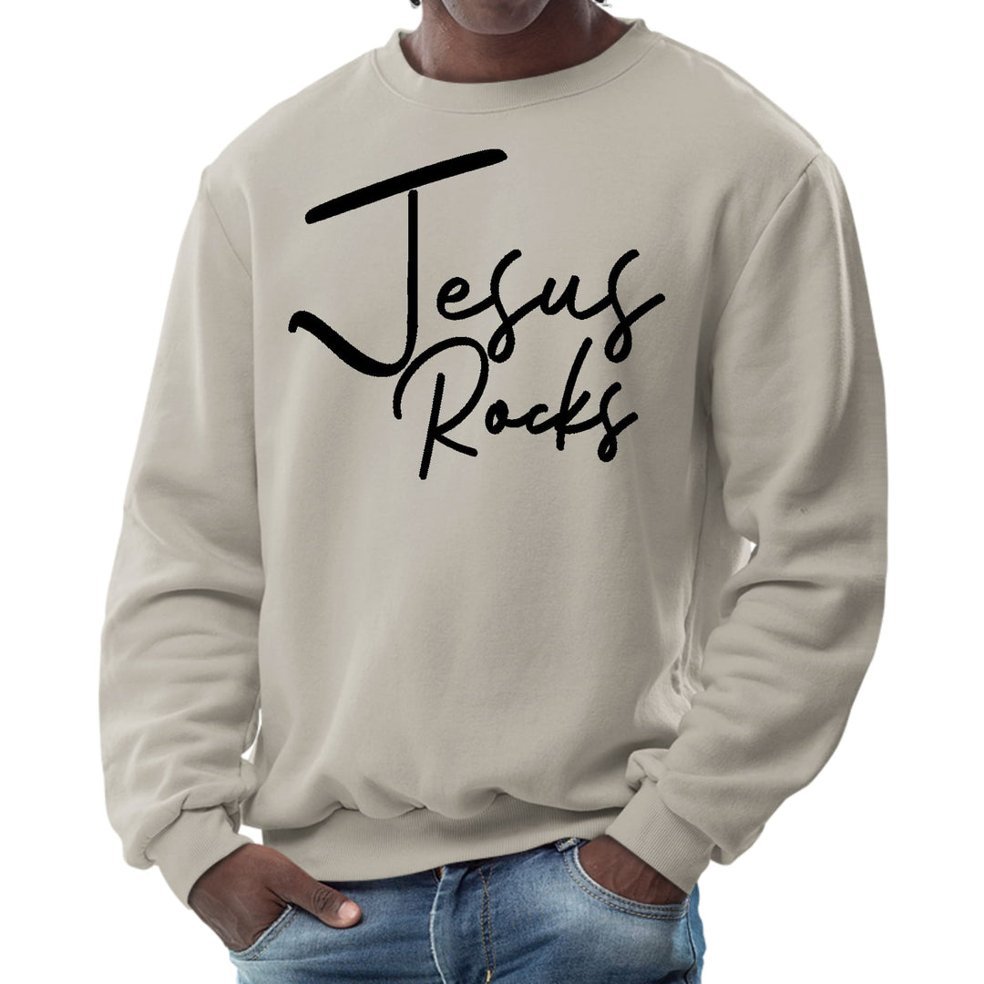 Mens Graphic Sweatshirt Jesus Rocks Print - Mens | Sweatshirts