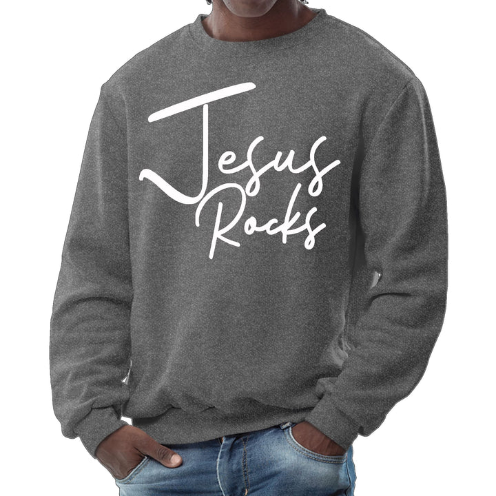 Mens Graphic Sweatshirt Jesus Rocks Print - Mens | Sweatshirts