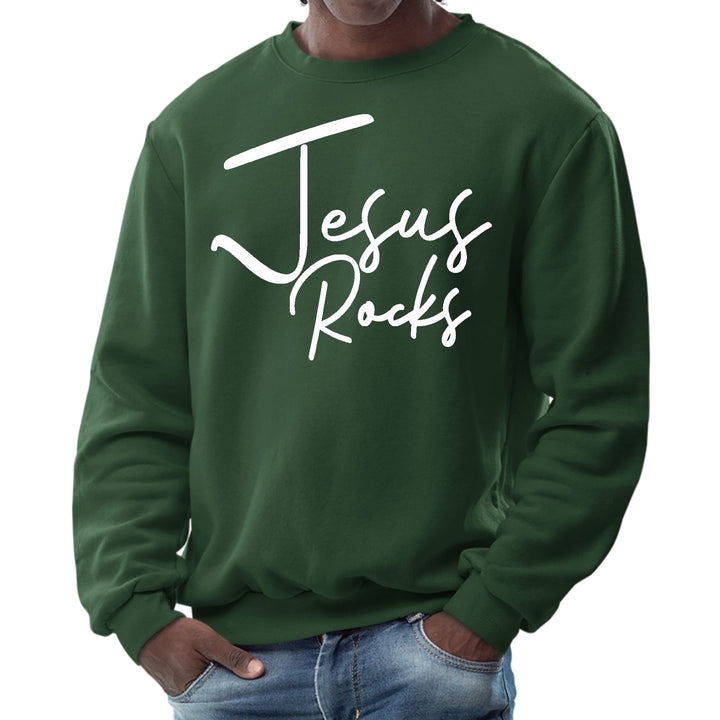 Mens Graphic Sweatshirt Jesus Rocks Print - Mens | Sweatshirts