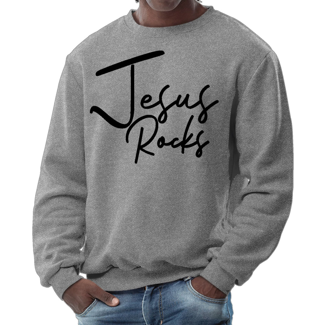 Mens Graphic Sweatshirt Jesus Rocks Print - Mens | Sweatshirts