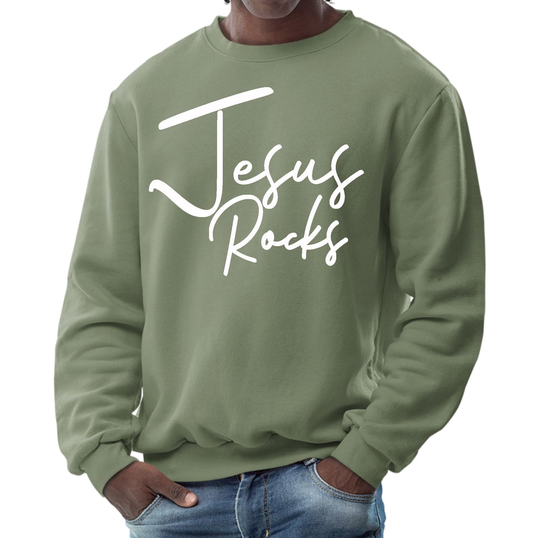 Mens Graphic Sweatshirt Jesus Rocks Print - Mens | Sweatshirts