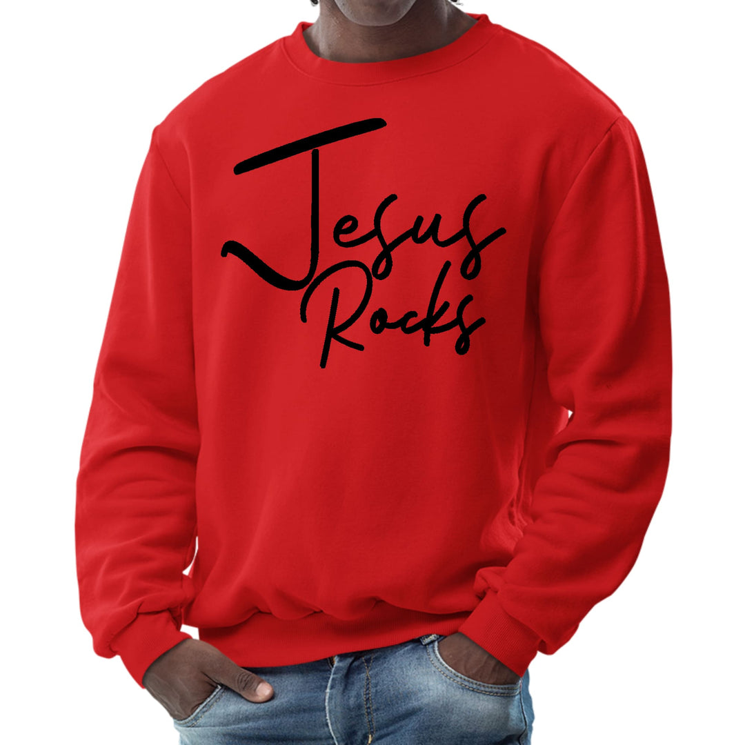 Mens Graphic Sweatshirt Jesus Rocks Print - Mens | Sweatshirts