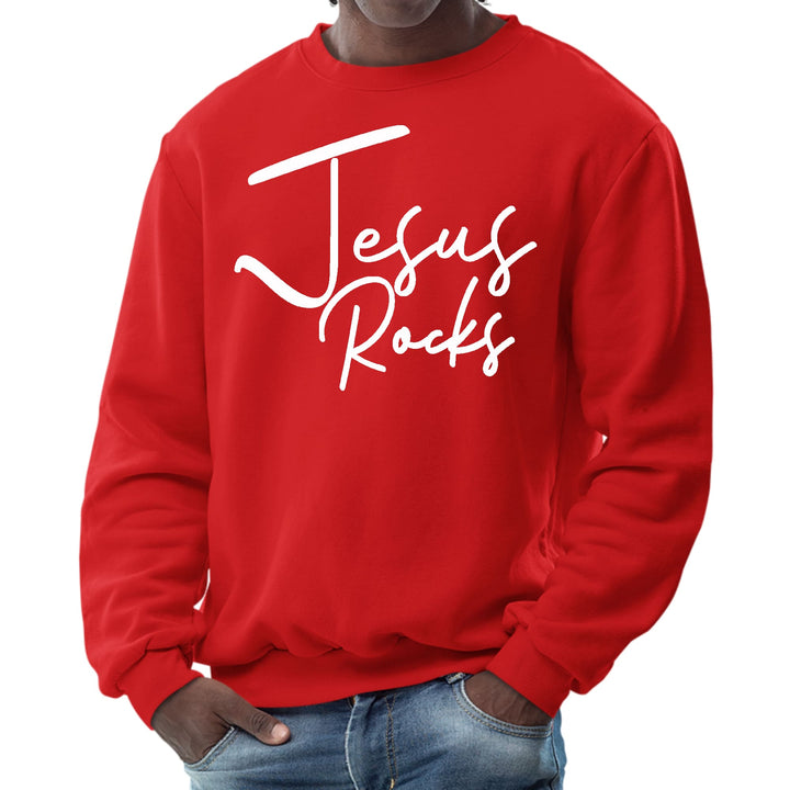 Mens Graphic Sweatshirt Jesus Rocks Print - Mens | Sweatshirts