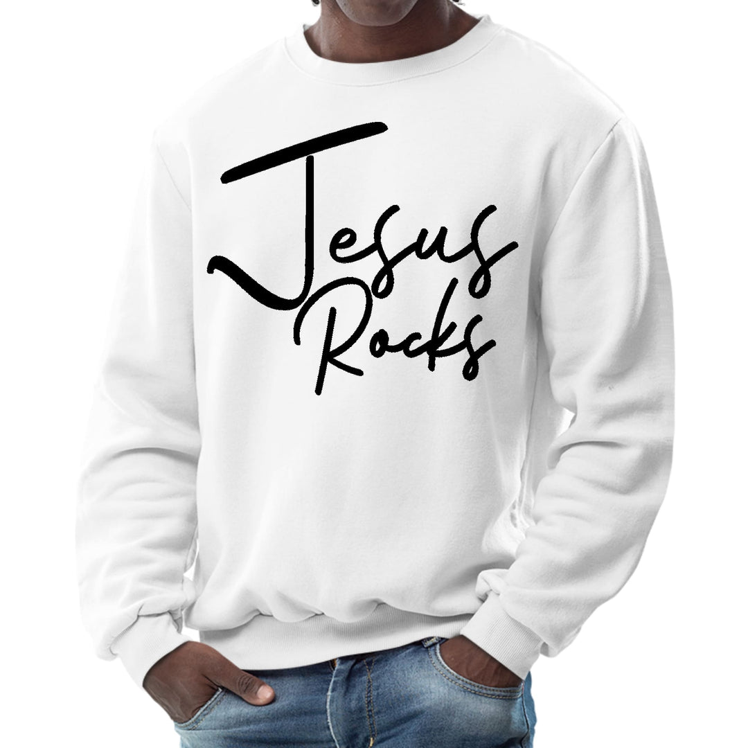 Mens Graphic Sweatshirt Jesus Rocks Print - Mens | Sweatshirts