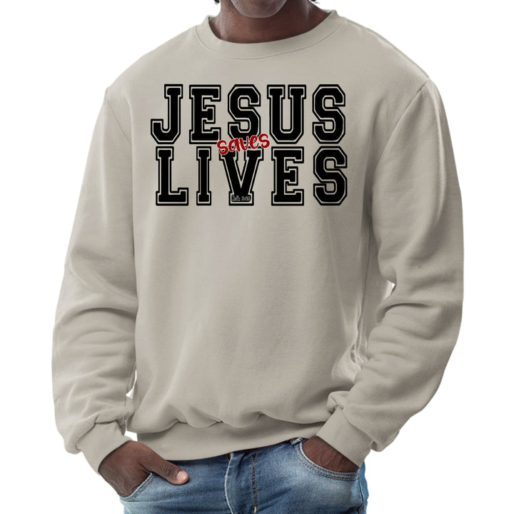 Mens Graphic Sweatshirt Jesus Saves Lives Black Red Illustration - Mens