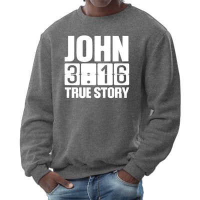 Mens Graphic Sweatshirt John 3:16 True Story Print - Mens | Sweatshirts