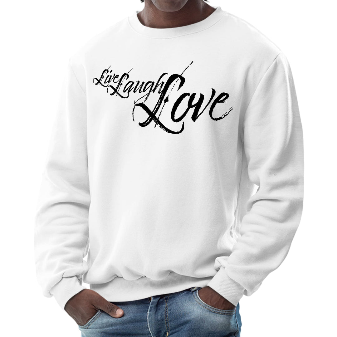 Mens Graphic Sweatshirt Live Laugh Love Black Illustration - Mens | Sweatshirts