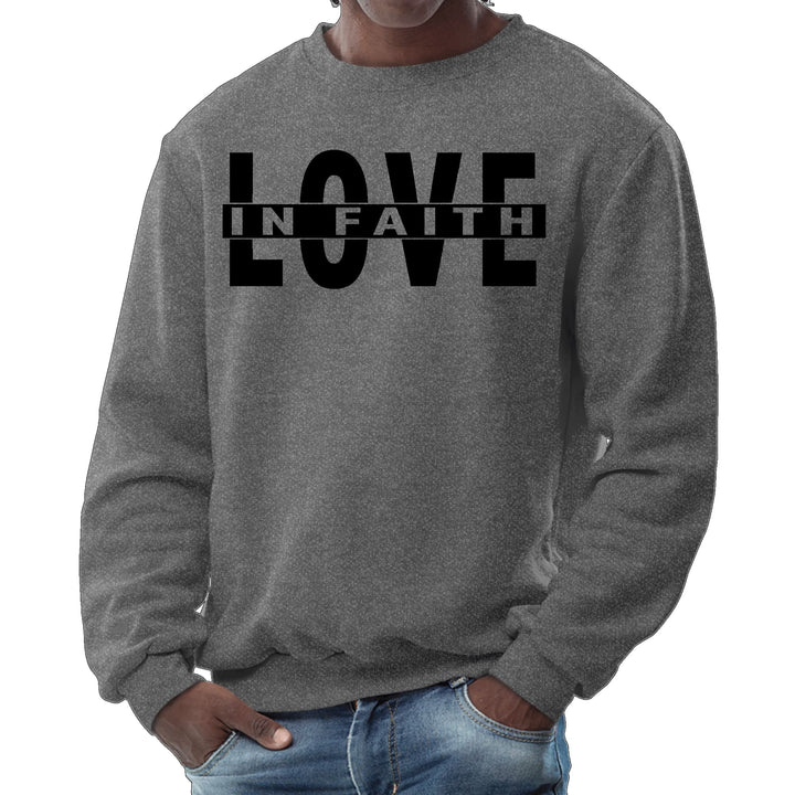 Mens Graphic Sweatshirt - Love in Faith Black Illustration - Mens | Sweatshirts