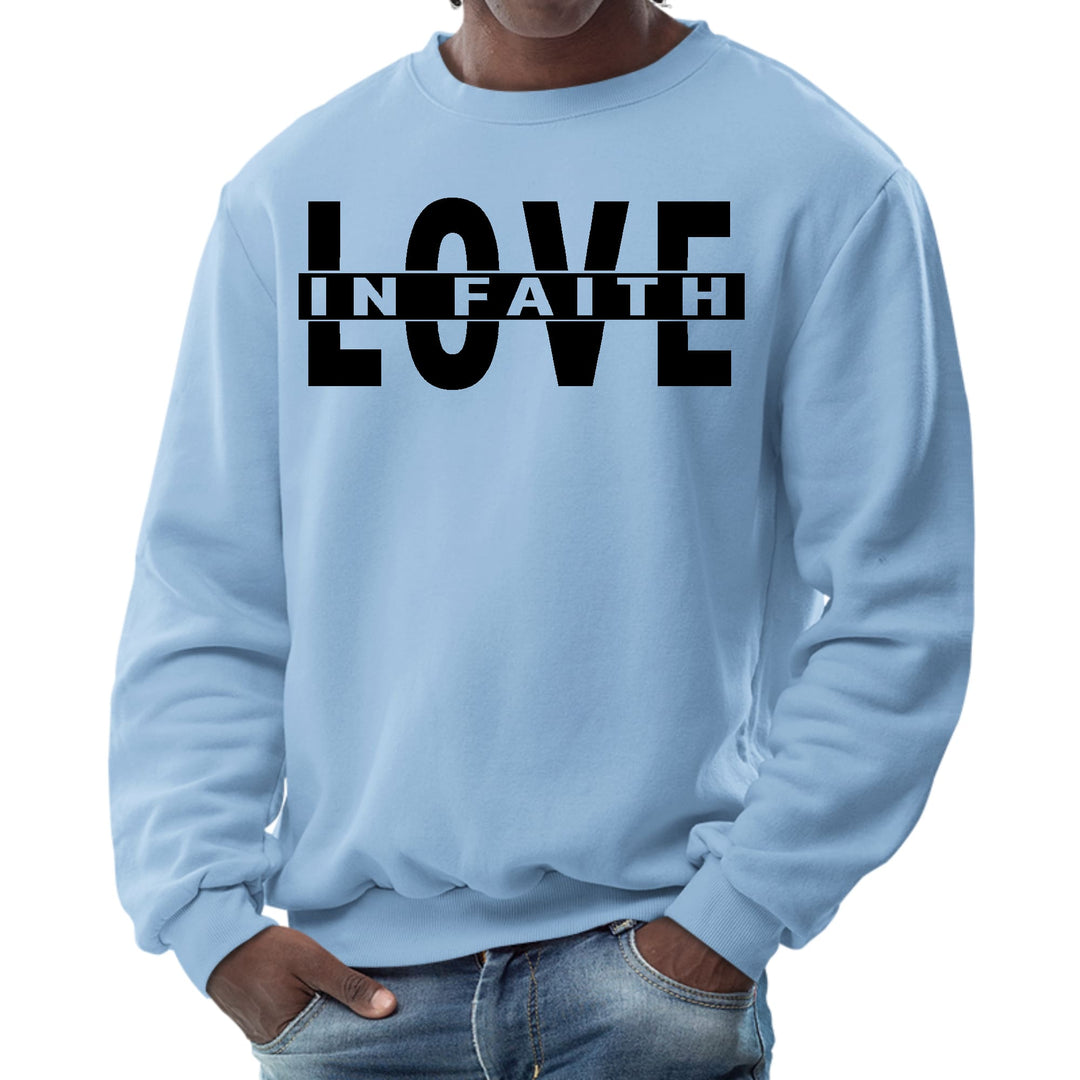 Mens Graphic Sweatshirt - Love in Faith Black Illustration - Mens | Sweatshirts