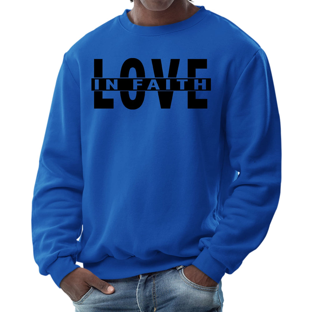 Mens Graphic Sweatshirt - Love in Faith Black Illustration - Mens | Sweatshirts